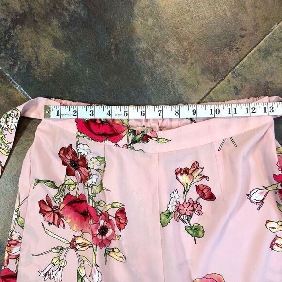 Blu Pepper Pink Wide Leg Floral Pants Belt Medium - Picture 3 of 13